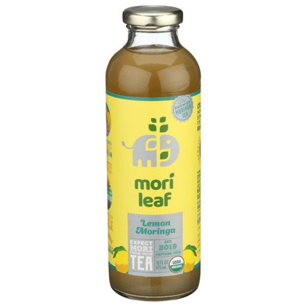 Bottle of Mori Leaf lemon moringa tea