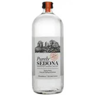 Glass bottle of Purely Sedona spring water