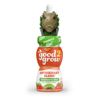 Kids' strawberry kiwi drink with dinosaur topper