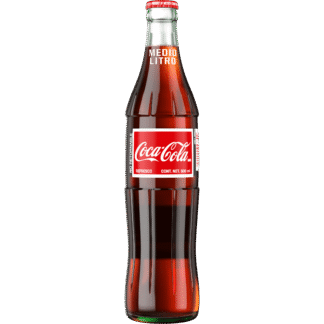 Close-up of Coca-Cola glass bottle