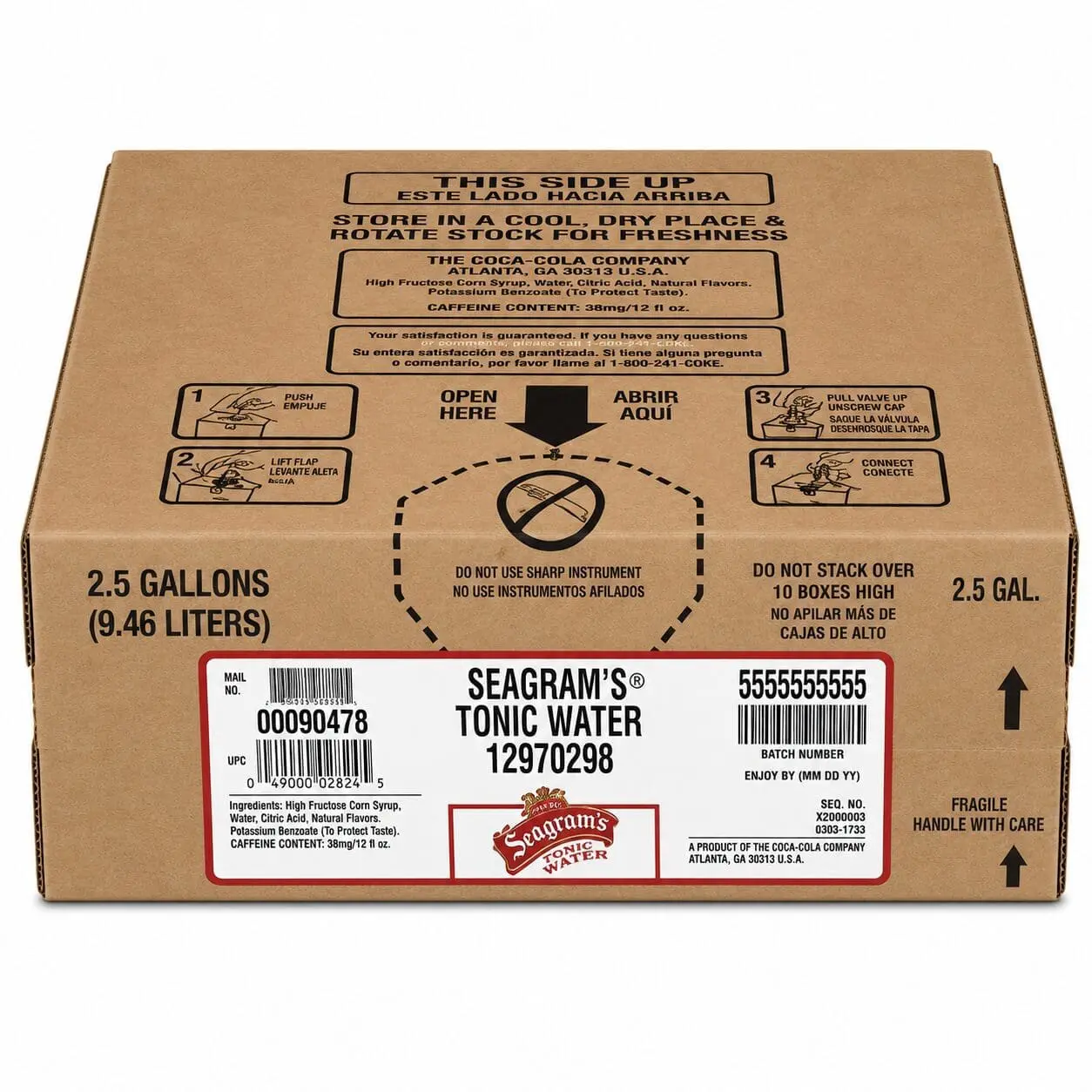 Seagram's tonic water cardboard box