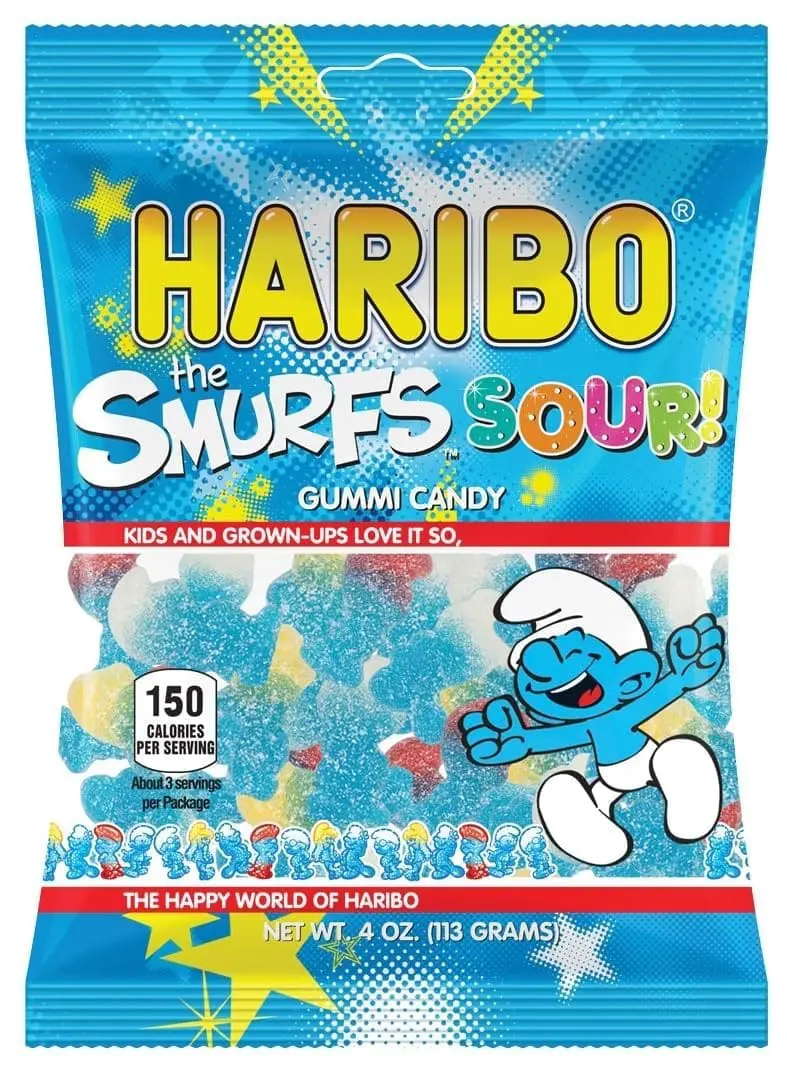 Haribo Gummy Candy Share Size - 12 Pack - Sour Smurfs 4oz