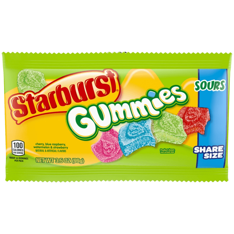 Starburst Gummies Candy Sour Gummy's Share Size - 15 Pack 3.5oz
