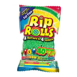 Rip Rolls Fruit Roll Candy - 24 Pack - Rainbow Reaction 1.4oz