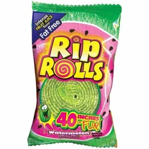 Rip Rolls Fruit Roll Candy - 24 Pack - Watermelon 1.4oz