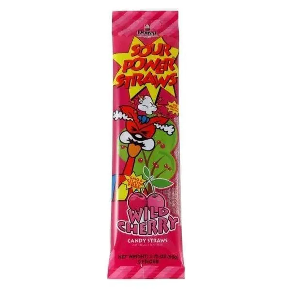 Sour Power Straws Candy - 9 Pack - Blue Raspberry 1.75oz - Image 2