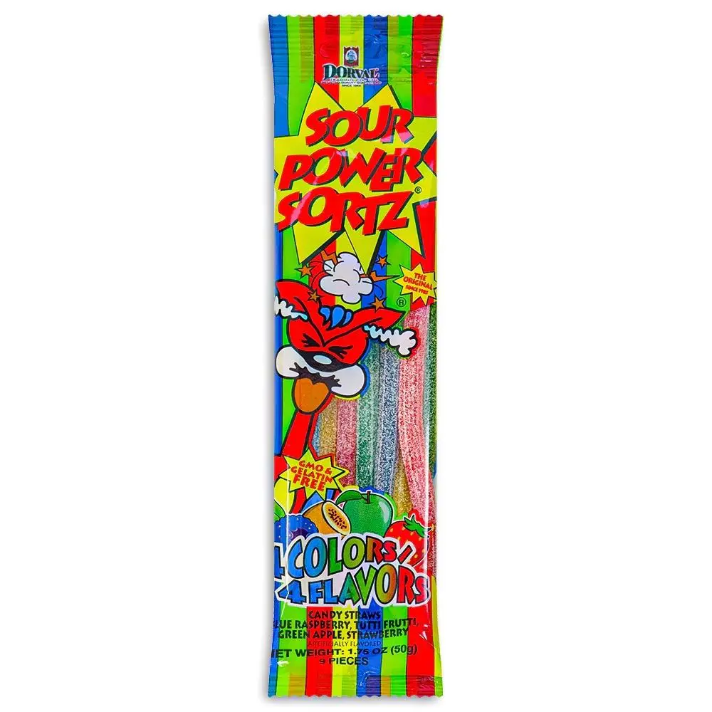 Sour Power Straws Candy - 9 Pack - Blue Raspberry 1.75oz - Image 3