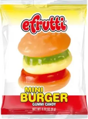 E Frutti Gummy Sour Mini Burger - 60 Pack 0.32oz