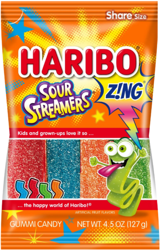 Haribo Gummy Candy Share Size - 12 Pack - Sour Streamers 4oz