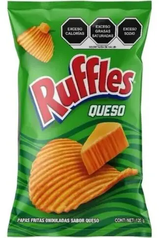 Imported Mexican Ruffles Potato Chips with Queso Flavor - 12 Pack 120g