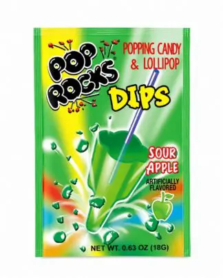 Pop Rocks Popping Candy & Lollipop Dips Sour Apple - 18 Pack 0.63oz