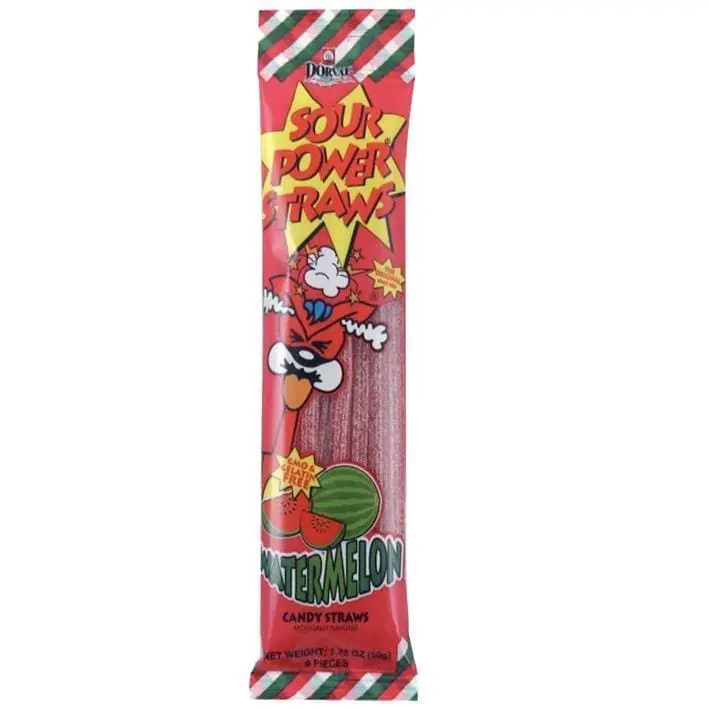 Sour Power Straws Candy - 9 Pack - Watermelon 1.75oz