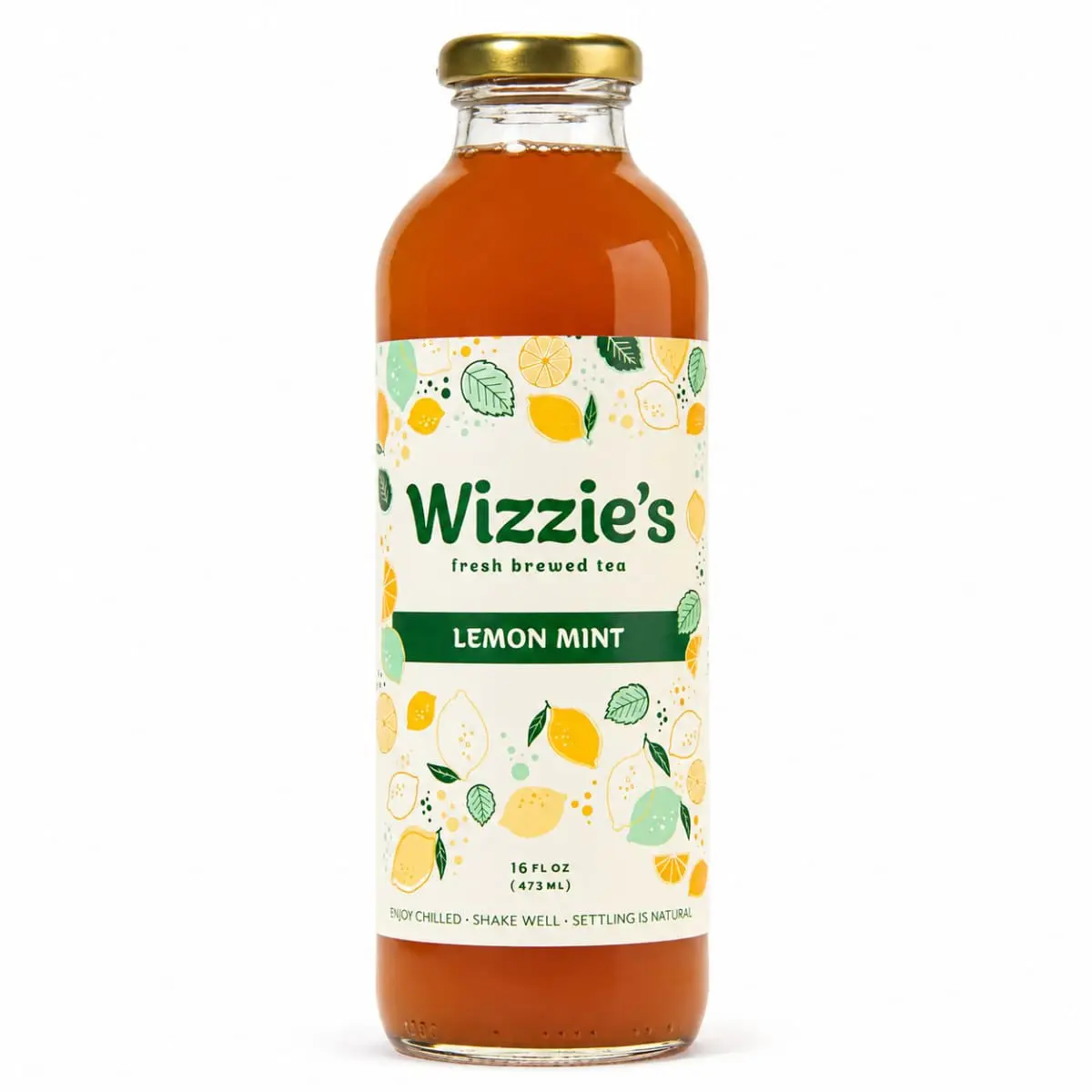 Wizzies Lemon Mint Tea – 12 Pack 16oz Glass