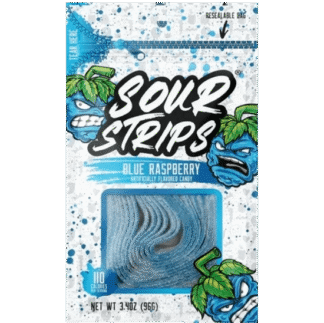 Sour Strips Candy - 12 Pack - Blue Raspberry 3.4oz