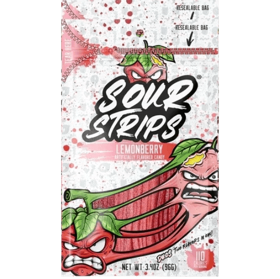 Sour Strips Candy - 12 Pack - Lemon Berry 3.4oz