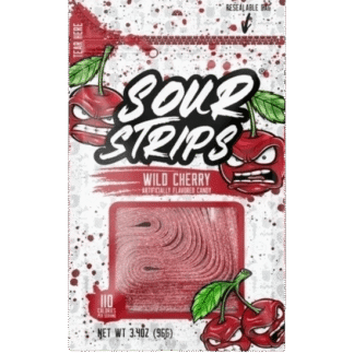 Sour Strips Candy - 12 Pack - Wild Cherry 3.4oz