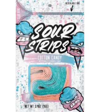 Sour Strips Candy - 12 Pack - Cotton Candy 3.4oz