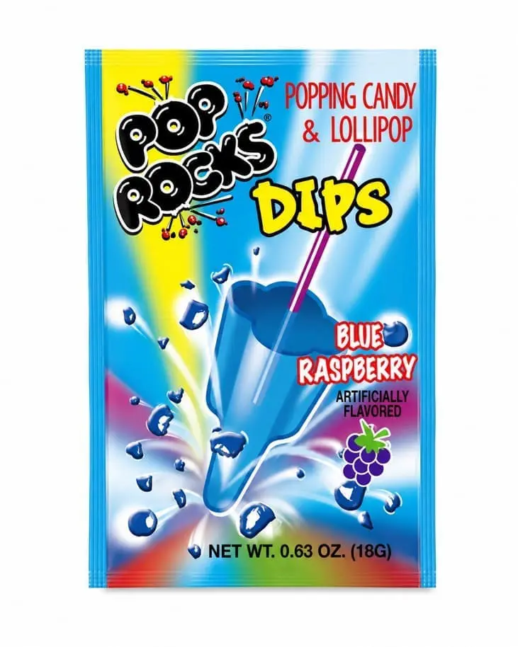 Pop Rocks Popping Candy & Lollipop Dips Blue Raspberry - 18 Pack 0.63oz