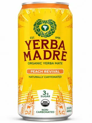 Yerba Madre Peach Revival Yerba Mate – 12 Pack – 16oz Cans