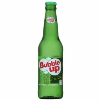 Lemon-lime Bubble Up beverage bottle
