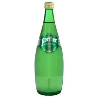 Perrier mineral water bottle upright