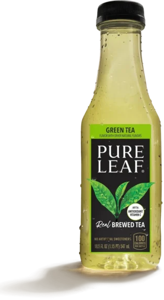Iced green tea beverage bottle
