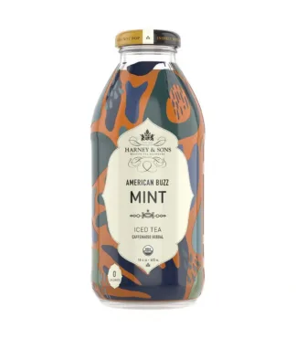 Caffeinated herbal mint tea bottle design