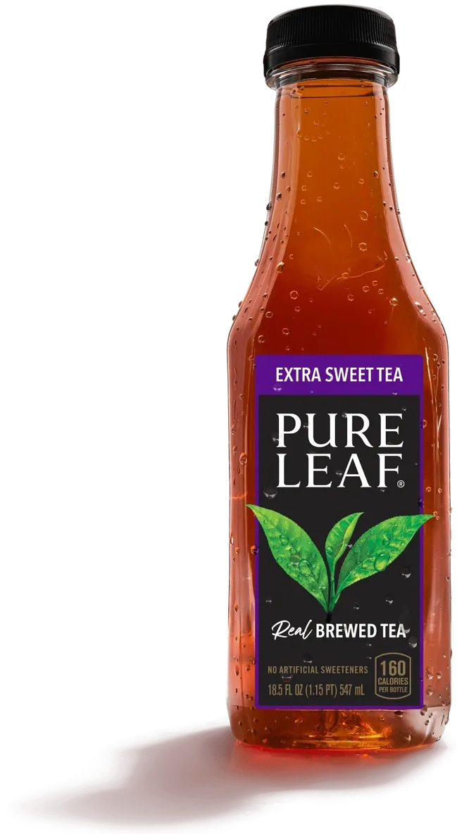 Brewed tea in clear plastic bottle