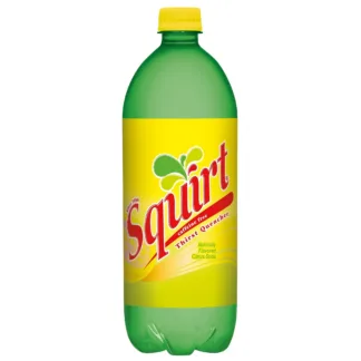 Squirt citrus soda in green plastic bottle