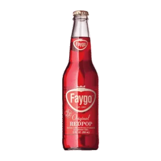 Red soda bottle with Faygo label