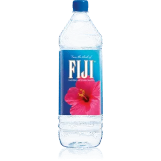 Large Fiji water bottle on black background