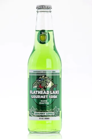 Handcrafted green soda bottle, dragon design