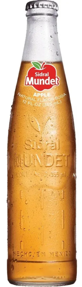 Apple soda in glass bottle