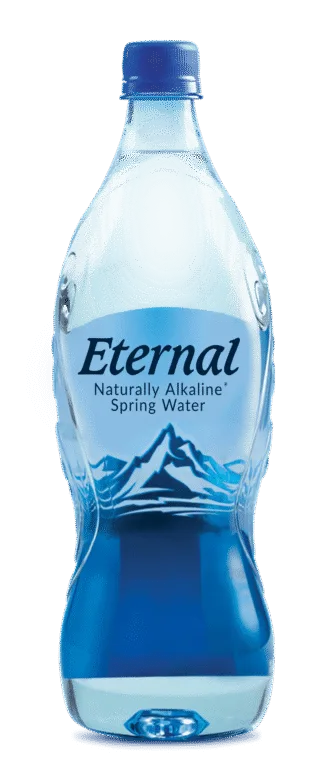 Blue bottle with mountain design