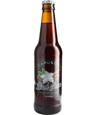 Dark cream soda bottle with label