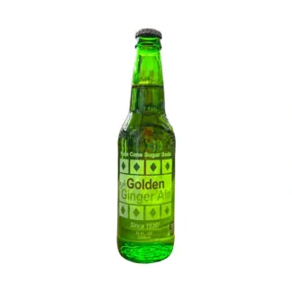 Green glass bottle of ginger ale