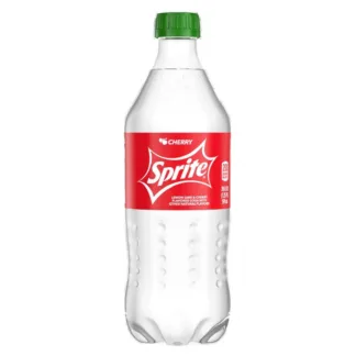Cherry Sprite bottle with green cap