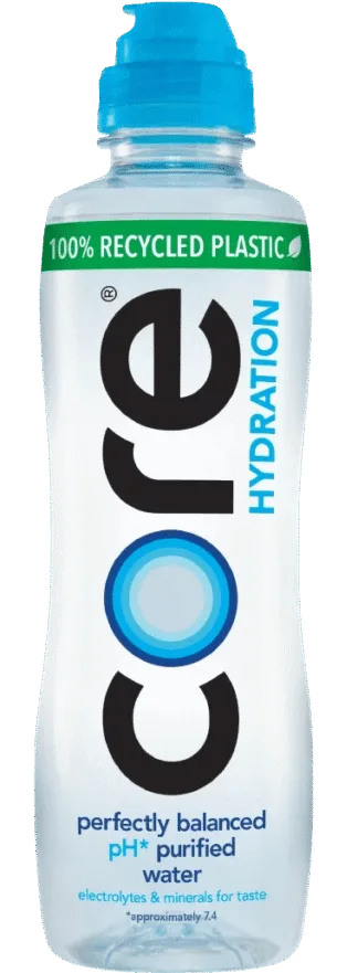 Core Hydration pH balanced water packaging.