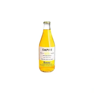Banana soda in glass bottle