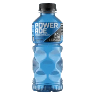 Electrolyte drink in blue bottle