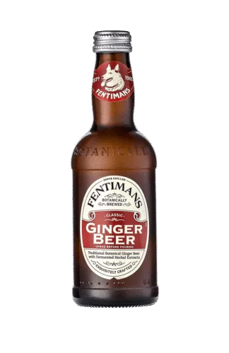 Ginger beer bottle on black background