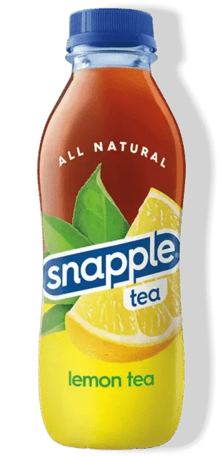 Snapple lemon tea bottle on black background