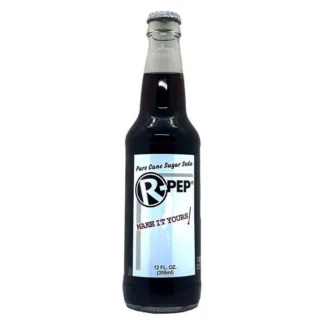 Vintage-style soda bottle with white label