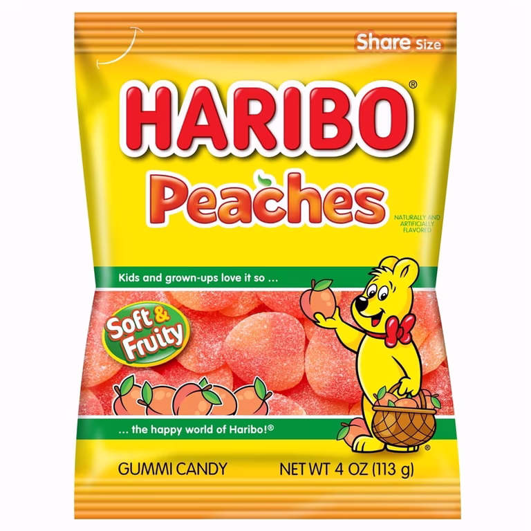 Haribo Gummy Candy Share Size - 12 Pack - Peaches 4oz