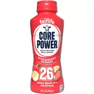 Red Core Power strawberry banana protein bottle