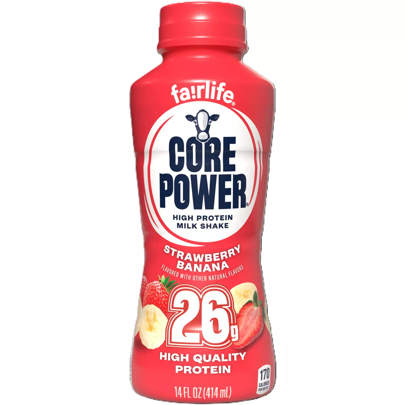 Red Core Power strawberry banana protein bottle