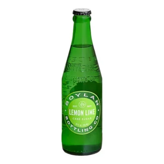 Green glass lemon-lime soda bottle