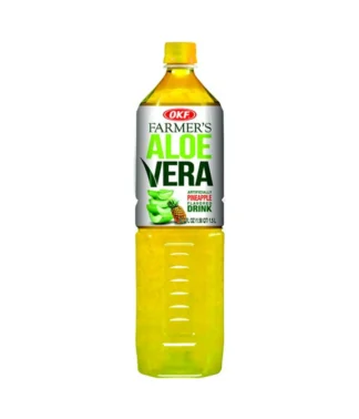 OKF Farmer's Aloe Vera pineapple flavored yellow bottle