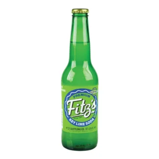 Green glass bottle of key lime soda