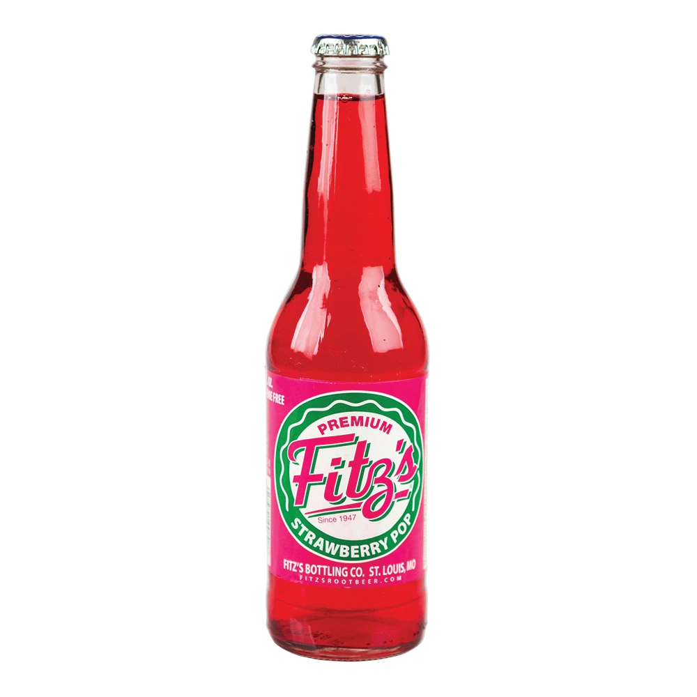 Glass bottle of Fitz's strawberry soda